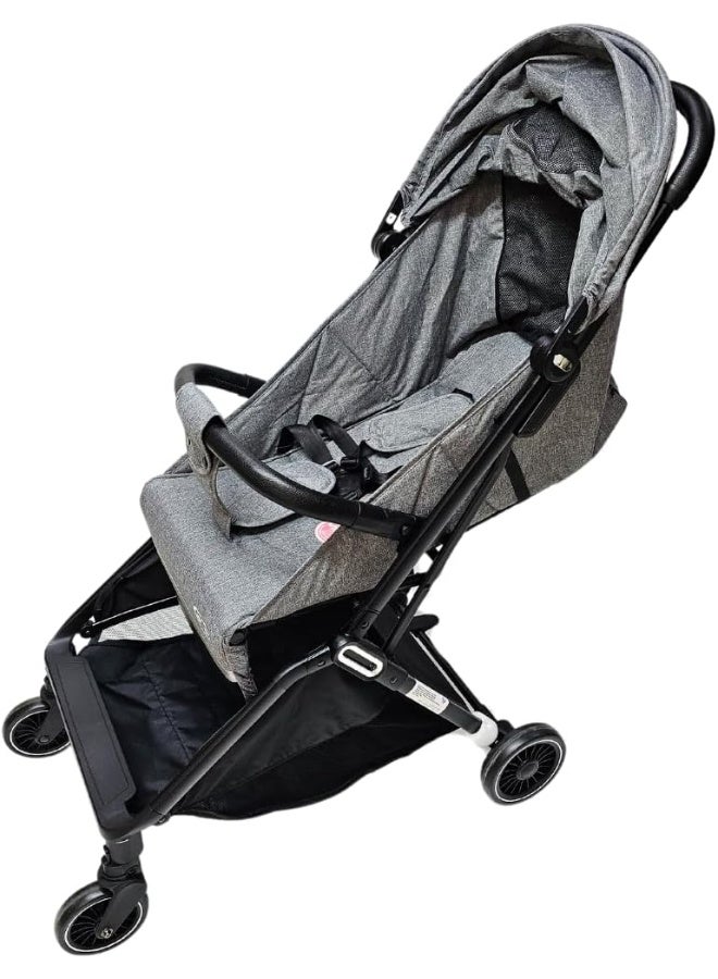 SMR kids T800 Easy Fold Baby Stroller, with 5 Point Strap, Adjustable Backrest and Sun Protection Canopy (Grey, 70 X 100 X 52) - Image 2