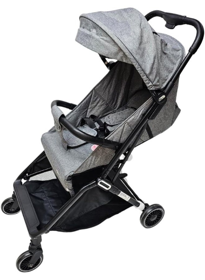 SMR kids T800 Easy Fold Baby Stroller, with 5 Point Strap, Adjustable Backrest and Sun Protection Canopy (Grey, 70 X 100 X 52) - Image 1