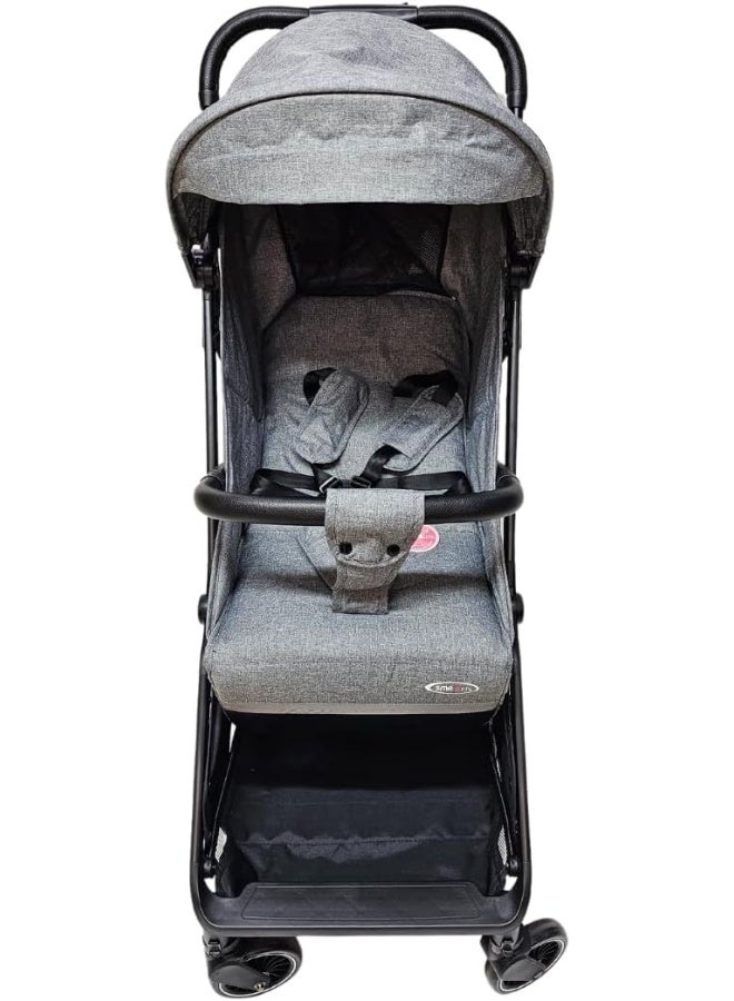 SMR kids T800 Easy Fold Baby Stroller, with 5 Point Strap, Adjustable Backrest and Sun Protection Canopy (Grey, 70 X 100 X 52) - Image 4