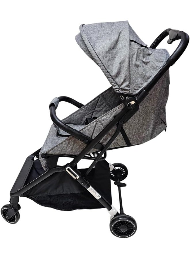SMR kids T800 Easy Fold Baby Stroller, with 5 Point Strap, Adjustable Backrest and Sun Protection Canopy (Grey, 70 X 100 X 52) - Image 3