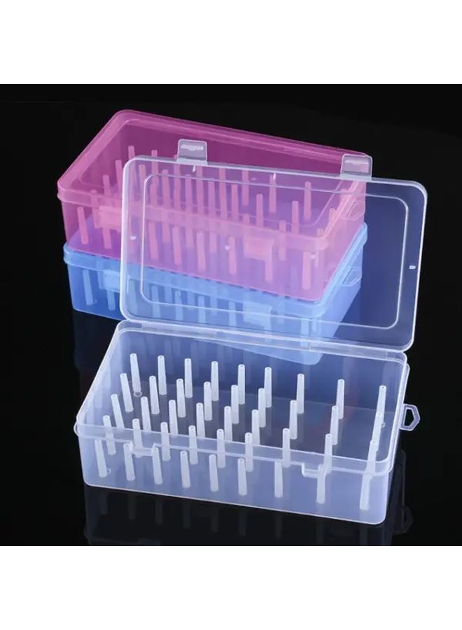 Pink Transparent Sewing Storage Box Lidded Organizer Heavy Duty Craft Yarn Thread Needle Holder - Image 1