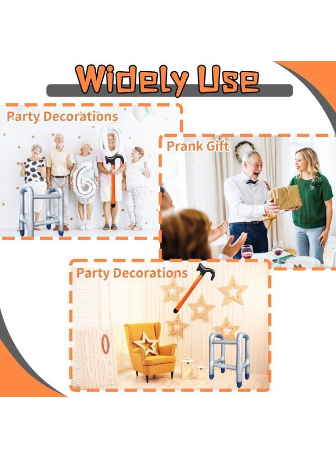 OJYUDD 2 Pcs Inflatable Walker and Cane,Fake Cane Blow Up Toy,Funny Old Age Costume Prop for Retirement Party Decorations Gag Gift,100th Day of School,Christmas,Halloween - Image 5