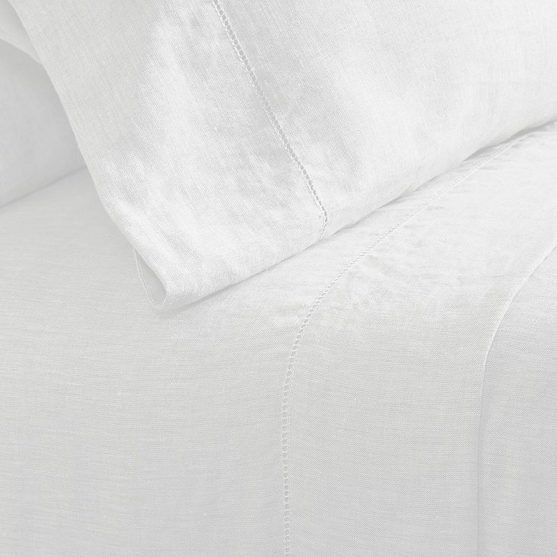 Simple&Opulence 100% Linen Pillowcase with Hand Drawing Hemstitch Pillow Cover Queen(Standard) Size (20''x30'')  Set of 2  Soft and Durable  White - Image 5