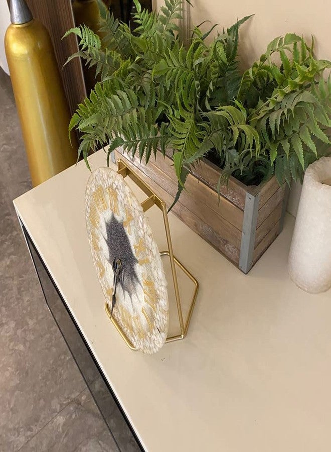 Aglare Agate Desktop Clock with Metal Stand Large Size Ideal for Home Office and Gifting Table Decor Housewarming Gift Clock Stand - Image 3