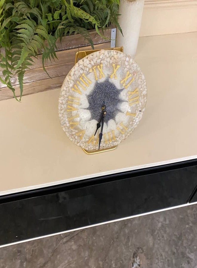 Aglare Agate Desktop Clock with Metal Stand Large Size Ideal for Home Office and Gifting Table Decor Housewarming Gift Clock Stand - Image 4