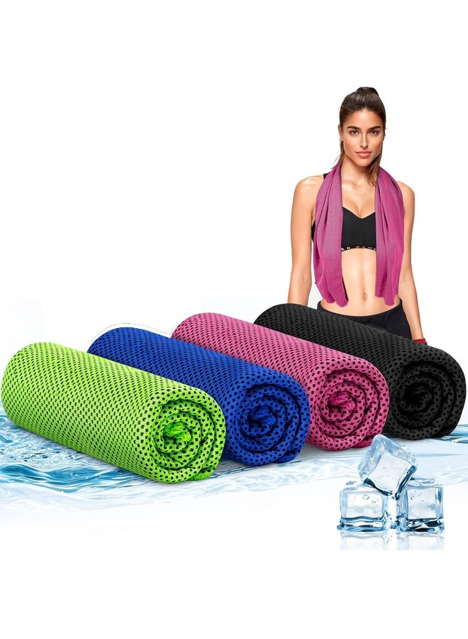 4 Pack Cooling Towels for Neck,Cool Towel Workout Sweat Towel for Sports Gym(31"x12") - Image 1