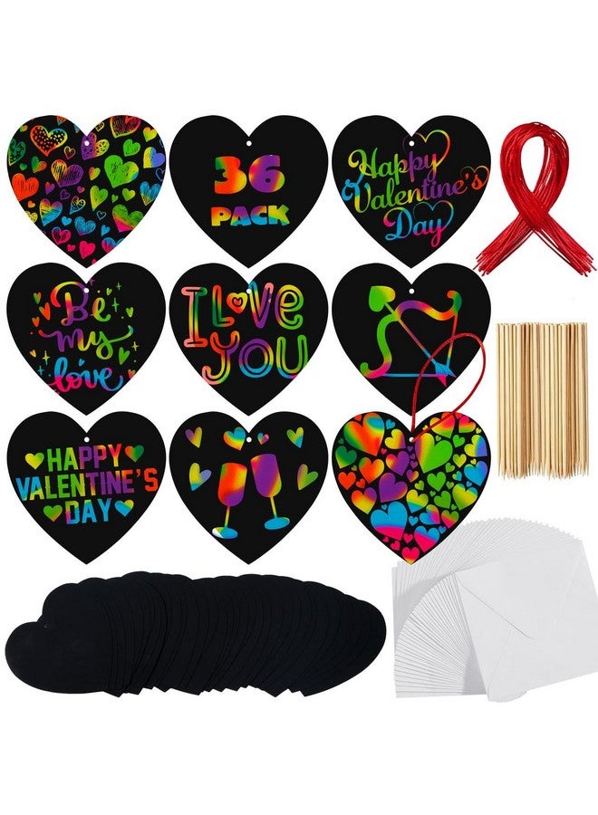 JOYIN 24 Packs Valentines Day Cards with Scratch Heart Paper, Magic Color Heart Rainbow Scratch Cards for Kids Crafts and Art Classroom Exchange, Valentine's Party Favors - Image 1