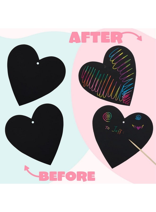 JOYIN 24 Packs Valentines Day Cards with Scratch Heart Paper, Magic Color Heart Rainbow Scratch Cards for Kids Crafts and Art Classroom Exchange, Valentine's Party Favors - Image 3