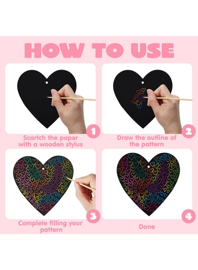 JOYIN 24 Packs Valentines Day Cards with Scratch Heart Paper, Magic Color Heart Rainbow Scratch Cards for Kids Crafts and Art Classroom Exchange, Valentine's Party Favors - Image 4