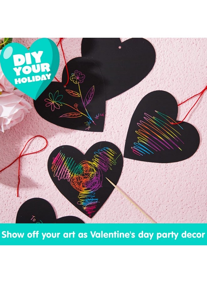 JOYIN 24 Packs Valentines Day Cards with Scratch Heart Paper, Magic Color Heart Rainbow Scratch Cards for Kids Crafts and Art Classroom Exchange, Valentine's Party Favors - Image 5