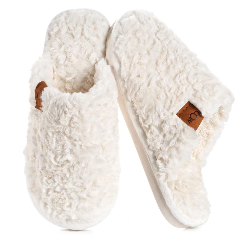 OOW Women's Fuzzy Slippers for Indoor,House Shoes with Memory Foam,Plush and Cute Slippers for Women - Image 1