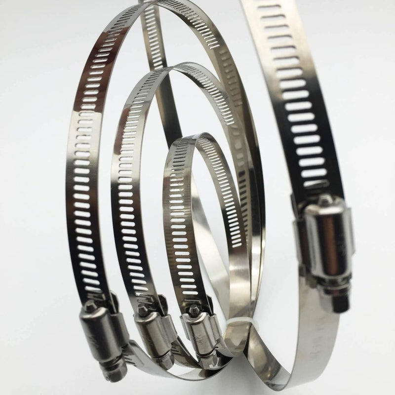 EesTeck 4Pcs 8" Adjustable 304 Stainless Steel Duct Clamps Hose Clamp Pipe Clamp Air Ducting Clamp worm drive hose clamps (194mm-216mm) - Image 3