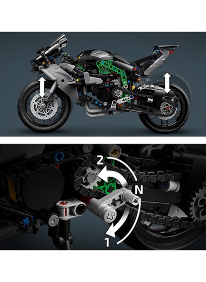 42170 Technic Kawasaki Ninja H2R Motorcycle Toy, Vehicle Gift For Kids, Collectible Building Set For Boys And Girls Aged 10 And Over, Scale Model Kit For Independent Play (643 Pieces)