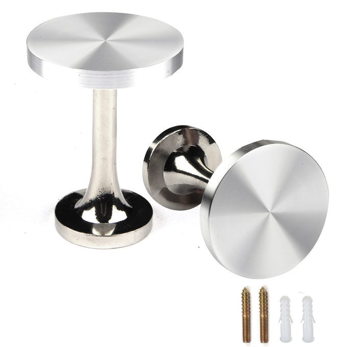 2 PACK CURTAIN HOLDBACKS METAL ROUND MEDALLION DRAPERY TIEBACKS WALL HOOKS MODERN SIMPLE STYLE HOME DECOR WITH 2PCS SCREWS SILVER