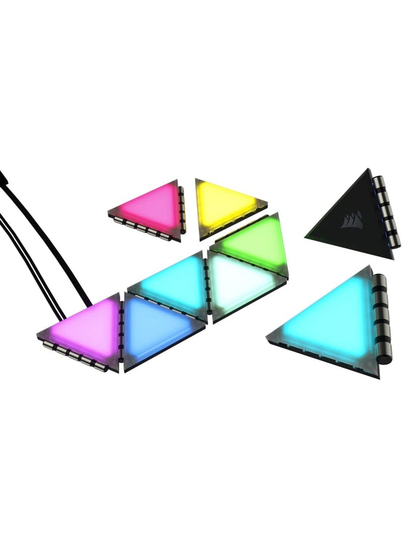 CORSAIR iCUE LC100 Case Accent Lighting Panels, Mini Triangle, 9X Tile Expansion Kit, 81 RGB LEDs with Light Diffusion, Simple Magnetic Fixture, Lighting Node Pro Included | CL-9011115-WW - Image 1