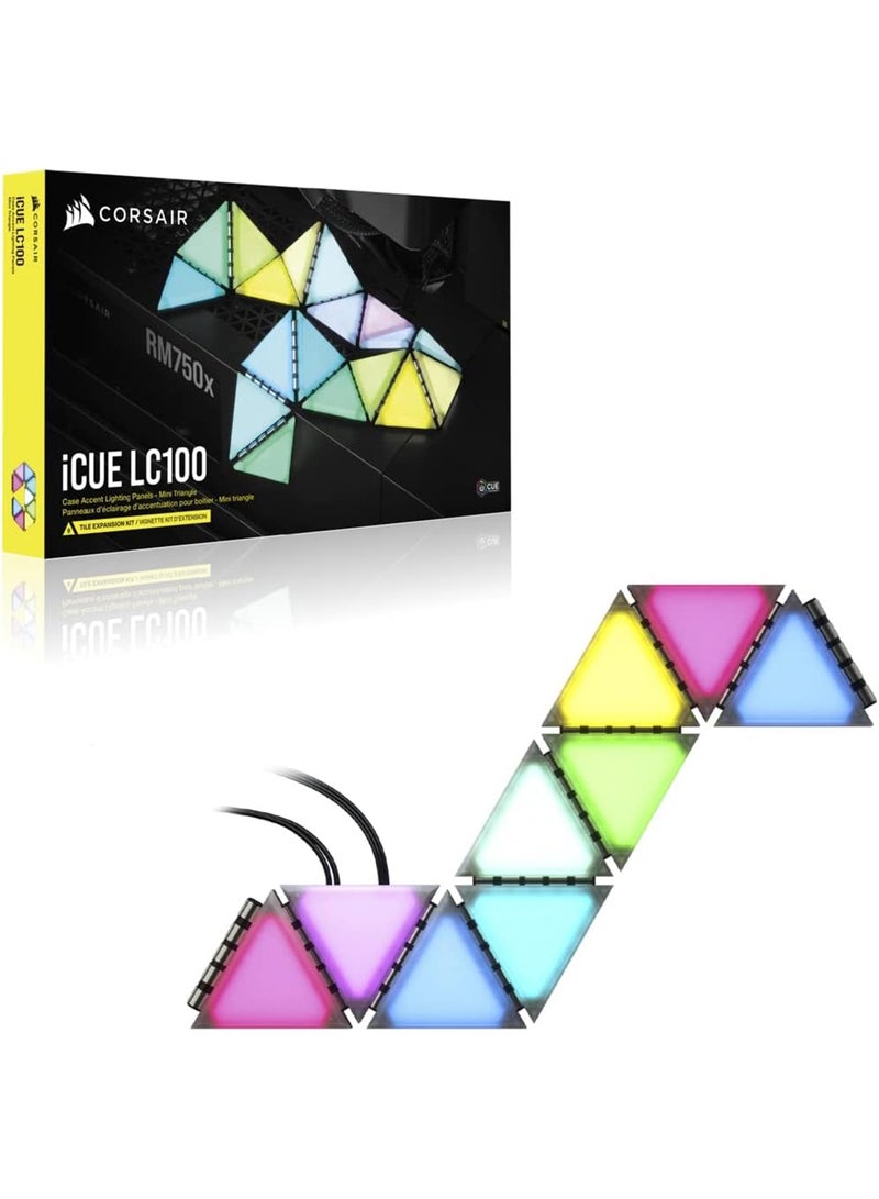 CORSAIR iCUE LC100 Case Accent Lighting Panels, Mini Triangle, 9X Tile Expansion Kit, 81 RGB LEDs with Light Diffusion, Simple Magnetic Fixture, Lighting Node Pro Included | CL-9011115-WW - Image 2