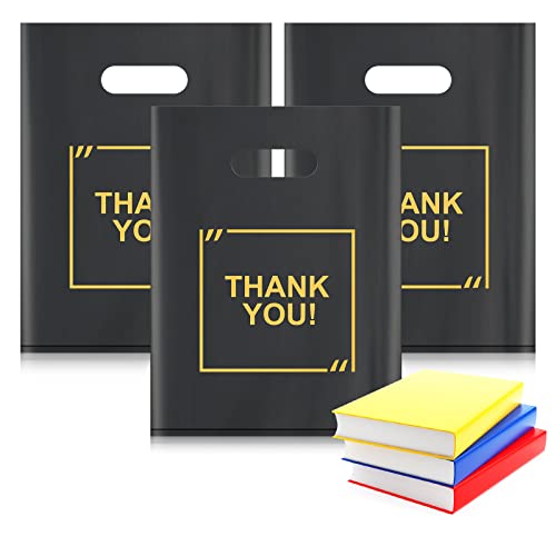 GoClimber 50 Pack Die Cut Plastic Shopping Bags with Thank You Logo 9x12 Merchandise Bags Extra Thick Glossy and Shopping Bags for Retail,Boutique Bags with Handles for Merchandise, Gifts, Trade Shows - Image 4