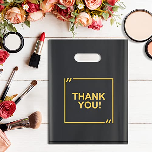 GoClimber 50 Pack Die Cut Plastic Shopping Bags with Thank You Logo 9x12 Merchandise Bags Extra Thick Glossy and Shopping Bags for Retail,Boutique Bags with Handles for Merchandise, Gifts, Trade Shows - Image 5