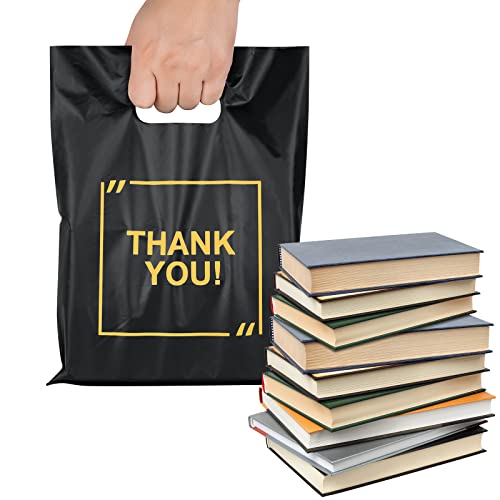 GoClimber 50 Pack Die Cut Plastic Shopping Bags with Thank You Logo 9x12 Merchandise Bags Extra Thick Glossy and Shopping Bags for Retail,Boutique Bags with Handles for Merchandise, Gifts, Trade Shows - Image 3