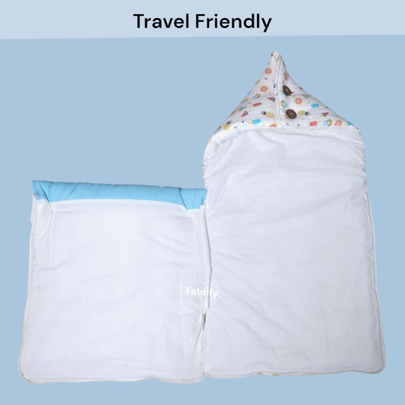 Fabrify 3 in 1 Baby Sleeping Bag & Carry Nest | Muslin Cotton Bedding Set for Infants & New Born Baby | Portable/Travel & Skin Friendly | 0-6 Months (Candy) - Image 3