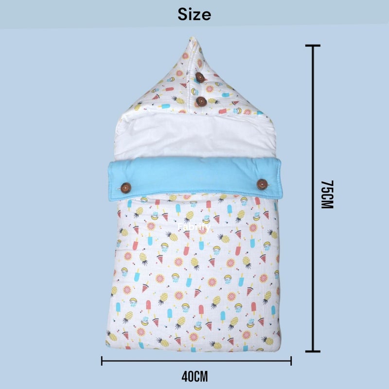 Fabrify 3 in 1 Baby Sleeping Bag & Carry Nest | Muslin Cotton Bedding Set for Infants & New Born Baby | Portable/Travel & Skin Friendly | 0-6 Months (Candy) - Image 2