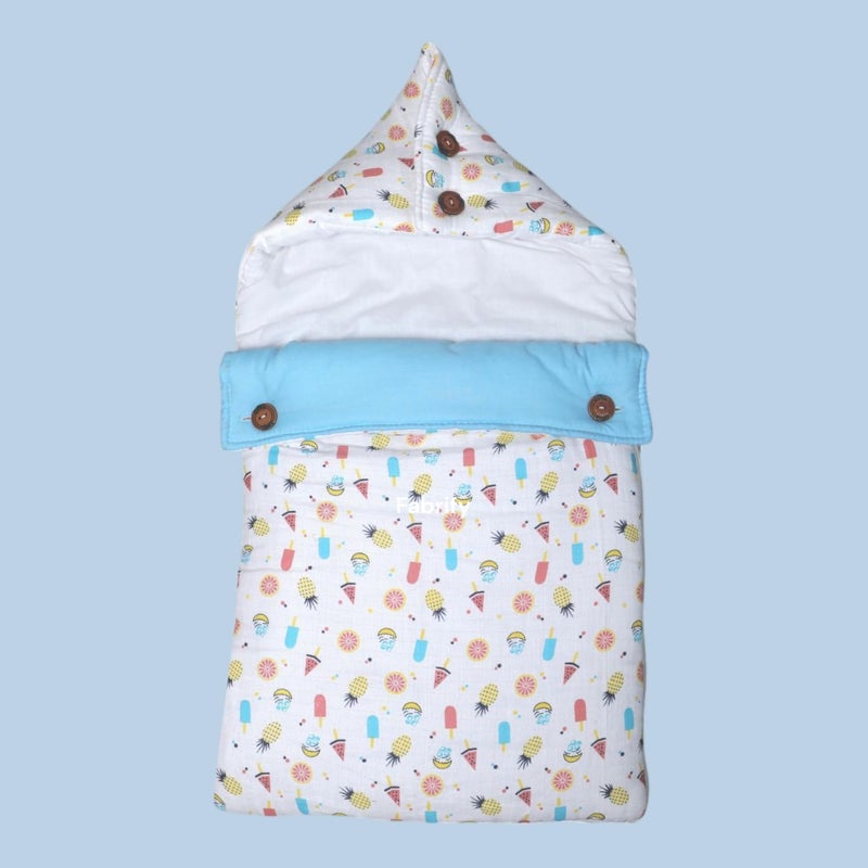 Fabrify 3 in 1 Baby Sleeping Bag & Carry Nest | Muslin Cotton Bedding Set for Infants & New Born Baby | Portable/Travel & Skin Friendly | 0-6 Months (Candy) - Image 1