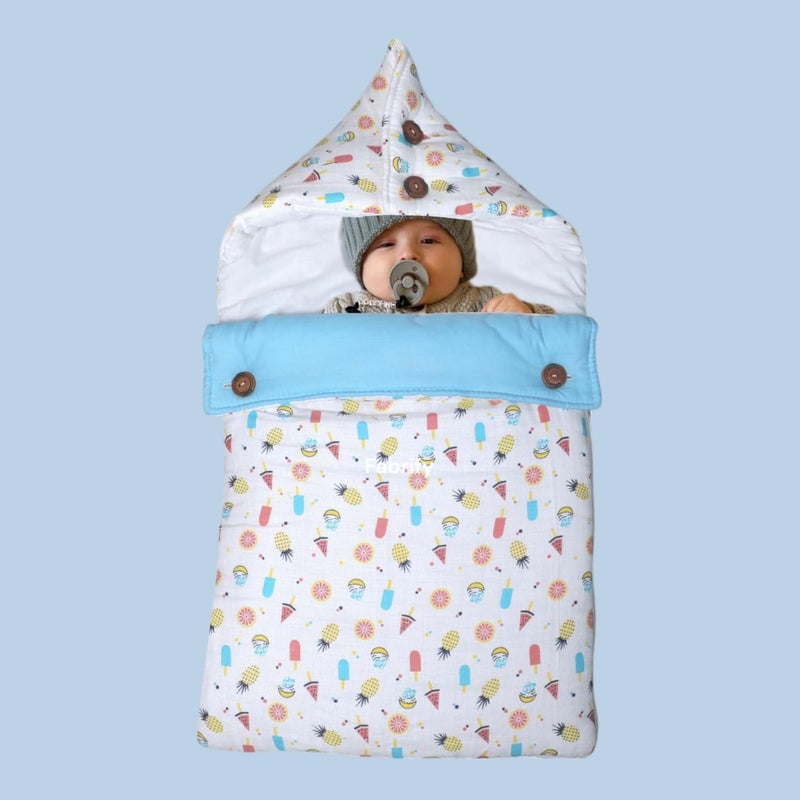 Fabrify 3 in 1 Baby Sleeping Bag & Carry Nest | Muslin Cotton Bedding Set for Infants & New Born Baby | Portable/Travel & Skin Friendly | 0-6 Months (Candy) - Image 5