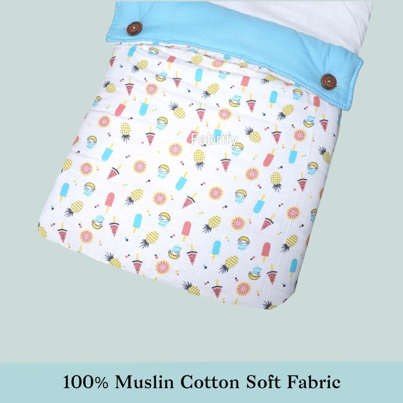 Fabrify 3 in 1 Baby Sleeping Bag & Carry Nest | Muslin Cotton Bedding Set for Infants & New Born Baby | Portable/Travel & Skin Friendly | 0-6 Months (Candy) - Image 4