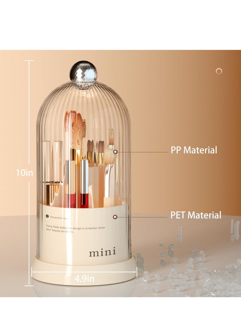 Large Capacity Makeup Brush Organizer - Rotating Cosmetic Storage Container with Dividers - Bedroom Dustproof Makeup Storage Box for Eyebrow Pencils, Lipsticks, and Cosmetics - Image 5