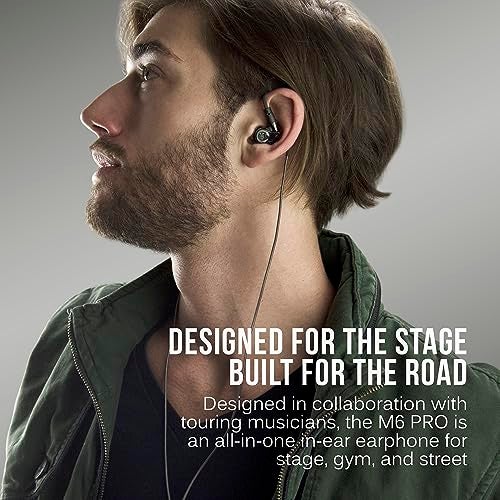 MEE Audio سماعات مونيتر داخل الأذن MEE audio M6 PRO للموسيقيين، الجيل الثاني مع صوت محسن، خطافات أذن من سلك الذاكرة وكابلات قابلة للاستبدال، سماعات أذن احترافية لعزل الضوضاء، تشمل كابلين (أسود) - Image 2