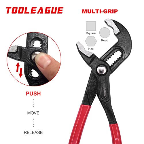 TOOLEAGUE Heavy Duty Water Pump Pliers, Large Plumbing Tool, 16-inch Groove Slip Joint Set, Push Button Quick Adjustable Pliers - Image 3