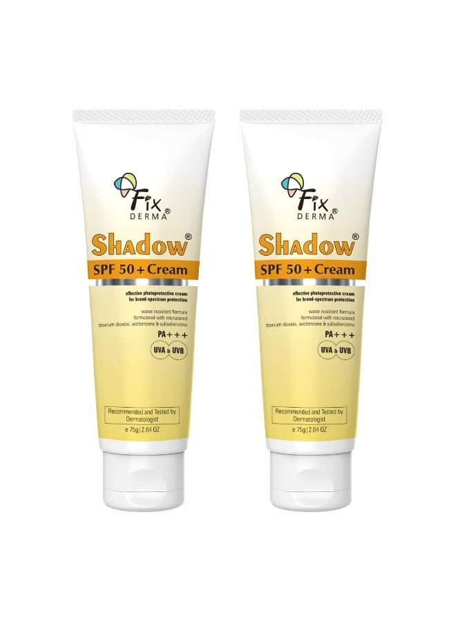 FIXDERMA كريم واقي شمس ظل SPF 50+ PA+++ | للبشرة الجافة | واقي SPF 50 | للجسم والوجه | حماية من UVA و UVB | واقي شمس للنساء والرجال (75 جرام) - عبوة من 2 - Image 1