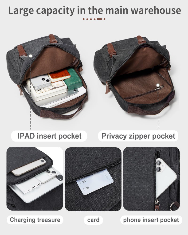 WEPLAN sling bag,canvas messenger bag for men,crossbody bag for women,Black - Image 3