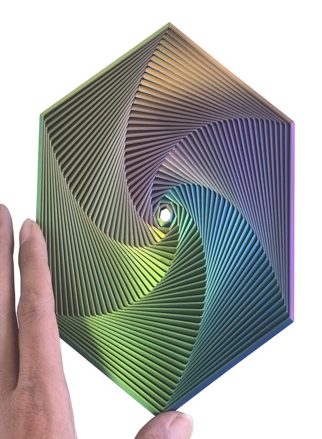 WAAISSJK Fractal Fidget Hexagon - Suitable for Relieving Stress, Anxiety, and Tension | Autism, ADHD | Desk Adult Fidgeting Stress Relief Gift (Blue Green Red Yellow 35 Rings) - Image 1