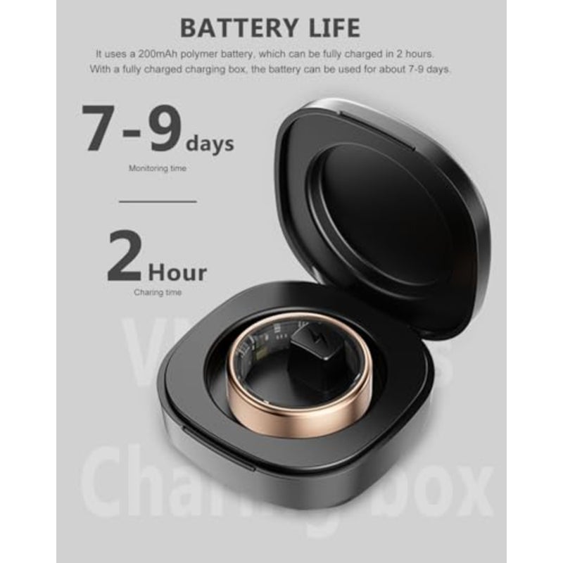 Smart ring for fitness tracking and sleep monitoring, titanium alloy, silver, IP68 waterproof with 7-day battery life and air shutter control - Image 5