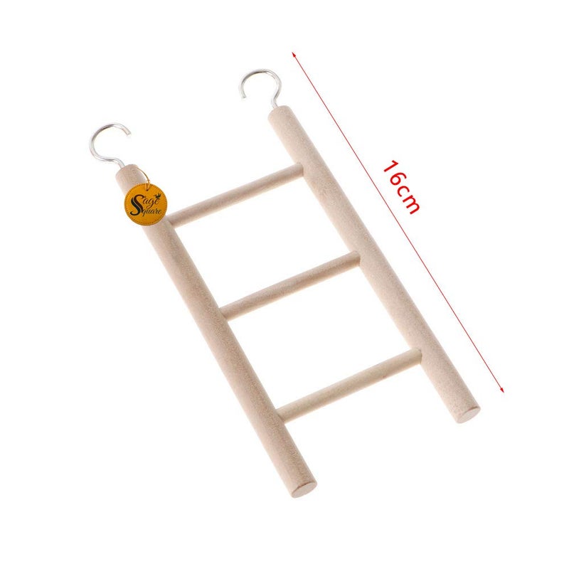 Sage Square Playful Natural Wooden Climbing Ladder Toy for Exercise & Fun, with Hooks, for Hamsters, Sugar Glider, Dwarf, Rat, Mice, Gerbil. (Design 1) - Image 2