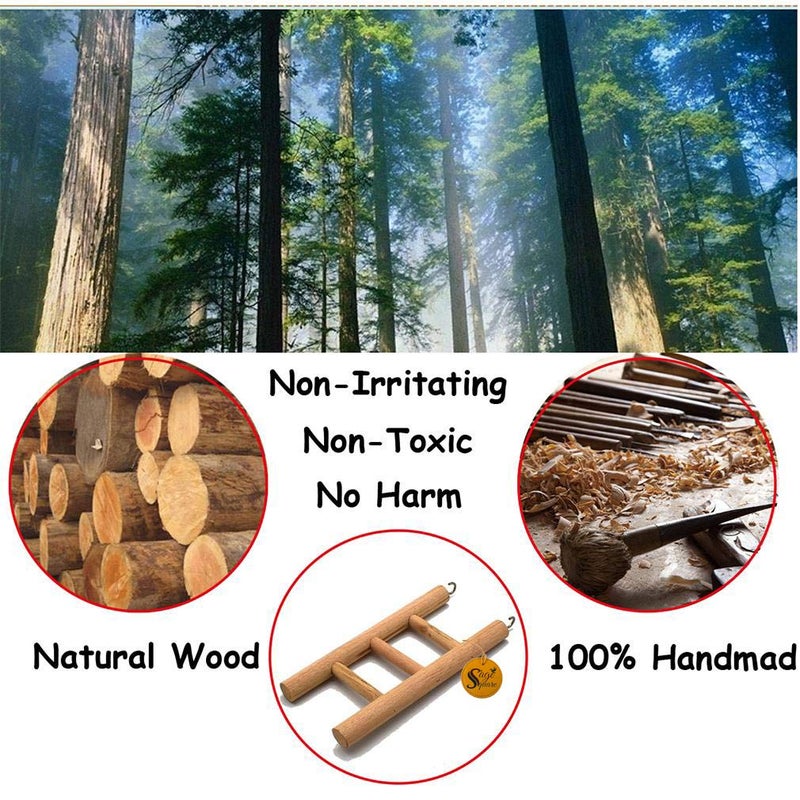 Sage Square Playful Natural Wooden Climbing Ladder Toy for Exercise & Fun, with Hooks, for Hamsters, Sugar Glider, Dwarf, Rat, Mice, Gerbil. (Design 1) - Image 4