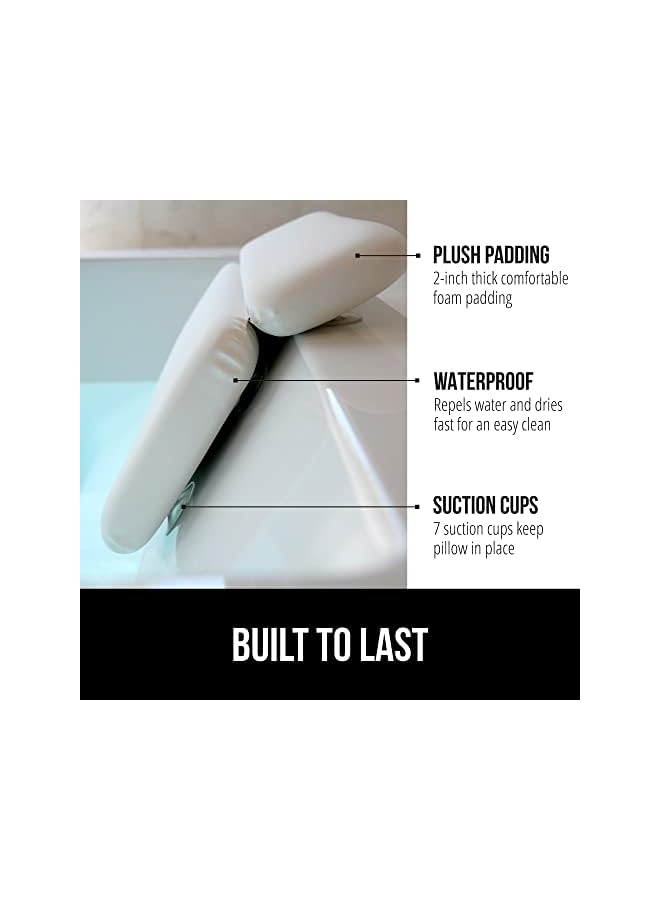 Raxoom Grip Bath Pillow for Tub, Comfortable Bathtub Pillows for Neck Head and Back Support, Strong Suction Waterproof Headrest, Cushion Rest for Curved or Straight Tubs, Spa Accessories, White - Image 3