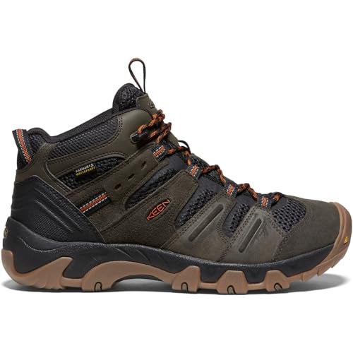 KEEN Men's Headout Mid Height Waterproof All Terrain Hiking Boots, Black Olive/Fossil Orange, 7 - Image 2