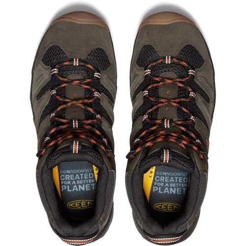 KEEN Men's Headout Mid Height Waterproof All Terrain Hiking Boots, Black Olive/Fossil Orange, 7 - Image 5
