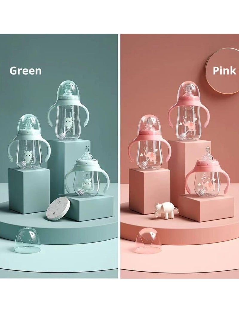 DIOTTI Baby bottles Drinking Cup,Sippy Cups for 6+ Months Baby, Baby Cup 300ml Weighted Straw& Easy-Grip Handles Multifunctional Drinking Milk Drinking Water Dual-use Bottle BPA Free (Pink) - Image 4