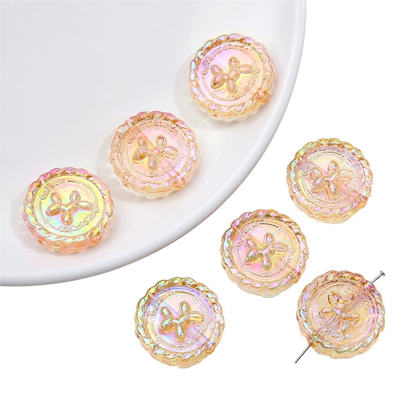 Acrylic ice wreath puppy flat beads diy handmade loose beads bracelet necklace pendant accessories Yellow