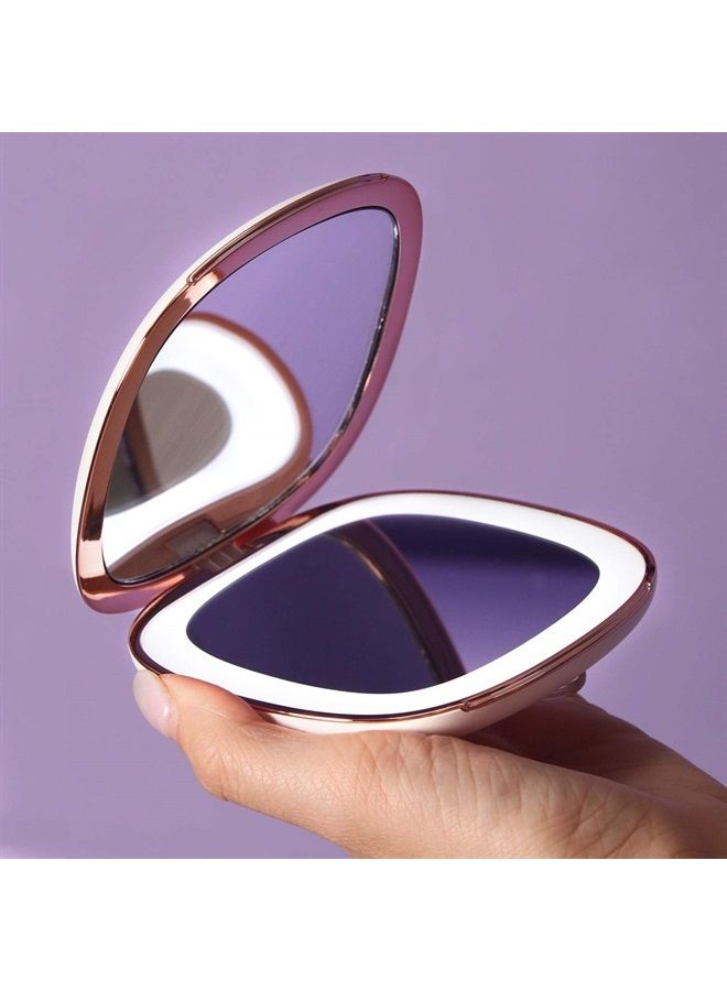 Fancii Compact Makeup Mirror with Natural LED Lights, 1x/ 10x Magnifying - Rechargeable, Portable, Lighted 4” Hand Mirror for Travel and Purses, Mila (White)  - Image 2