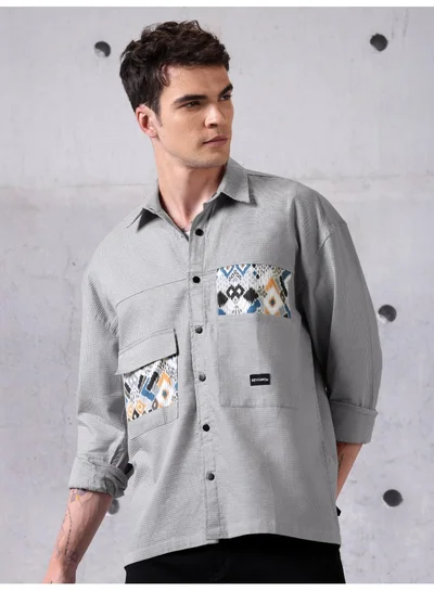 بيونغ Light Grey Waffle Casual Shirt for Men
