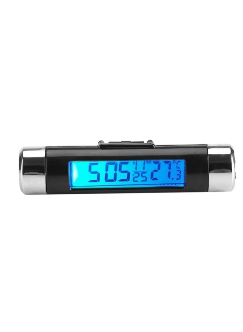 SYOSI Car Temperature Clock Clip-on Car Thermometer Auto Dashboard Digital Clocks Vehicle Temperature Gauge with Backlight and LCD Display for Truck Car (Blue Backlight) - Image 1