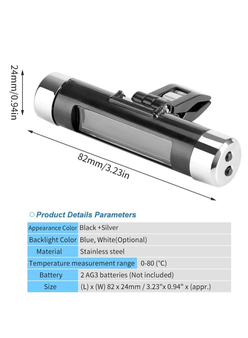 SYOSI Car Temperature Clock Clip-on Car Thermometer Auto Dashboard Digital Clocks Vehicle Temperature Gauge with Backlight and LCD Display for Truck Car (Blue Backlight) - Image 2