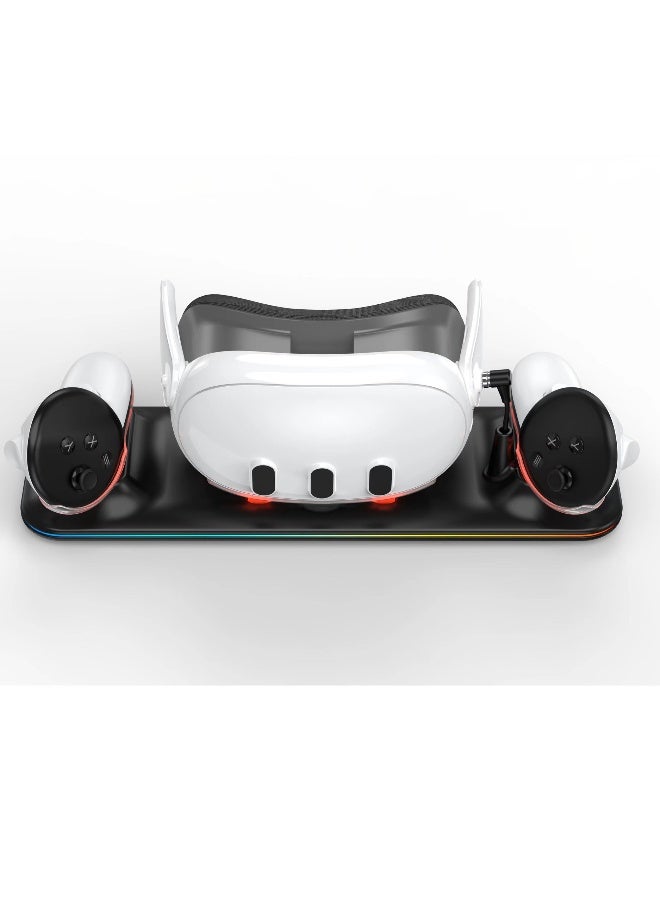 قاعدة شحن 3 LED، قاعدة شحن، حامل تخزين لشحن سماعات الأذن، جهاز تحكم نظارات الواقع الافتراضي، محول شحن، قاعدة مقبض - Image 4