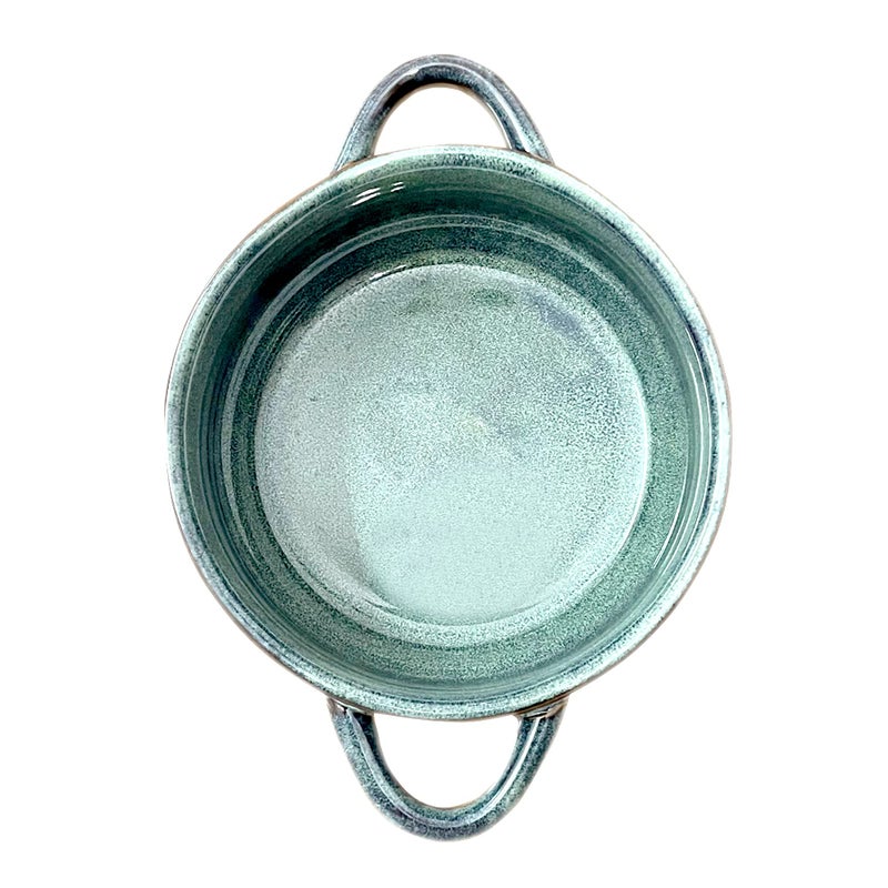 Lemon Tree Ceramic Stoneware Double Handle Small Serving Bowl | Bowl for Serving Starters and Snacks |Microwave and Dishwasher Safe Bowl (500ML, Set of 1) Green - Image 2