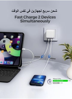 XnYao 50W For iPhone Charger Dual Type C Port With 1M Fast Lightning Cable Quick Charging USB C Plug Compatible With New iPhone 14/14Pro/14Pro Max/14 Plus/13Pro Max /13 Pro/13/12/11/XS iPad Mini 6/ iPad Pro  - Image 3