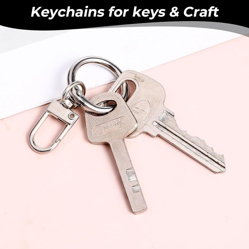 W.S Double Opening Swivel Clasp Clips, Metal Swivel Spring Snap Heavy Duty Push Hook Snap Jewelry Clasps Keychain Ring Hooks for Purses DIY Crafts Jewelry Clasps Lanyard Making (SILVER) - Image 5